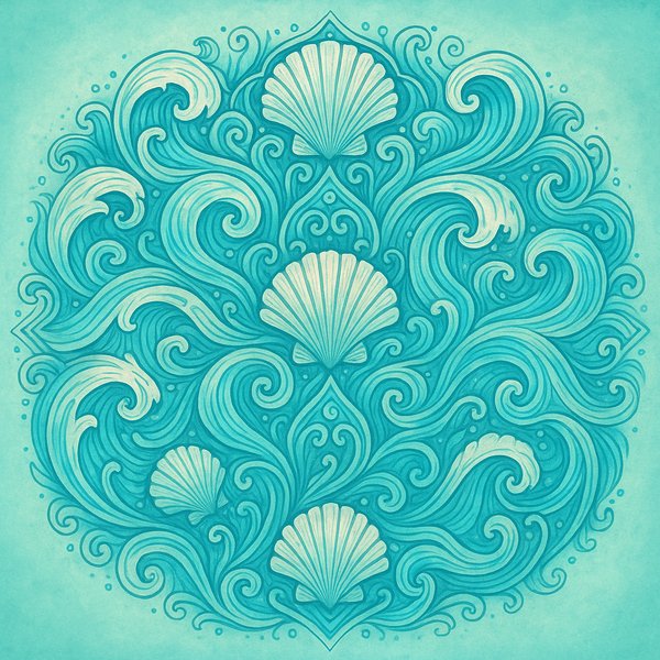 Ocean Mandala: Turquoise Tides & Shells