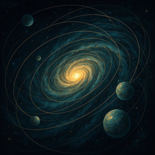 Orbital Spiral: Teal & Gold Galaxy