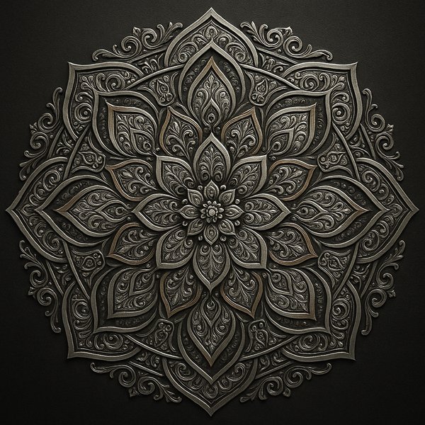 Ornate Metallic Mandala — Silver & Bronze Relief