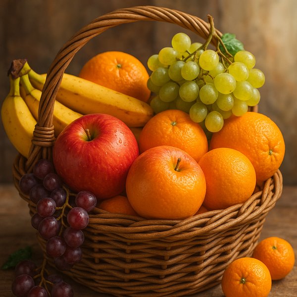 Overflowing Fruit Basket — Vibrant Fresh Produce