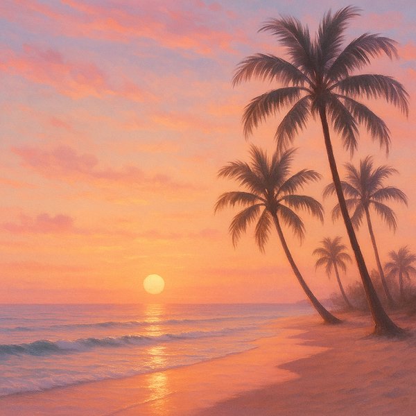 Pastel Summer Sunset on the Shore