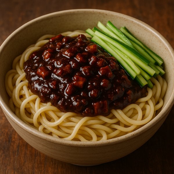 Photorealistic Zhajiangmian Bowl with Thick Soybean Paste