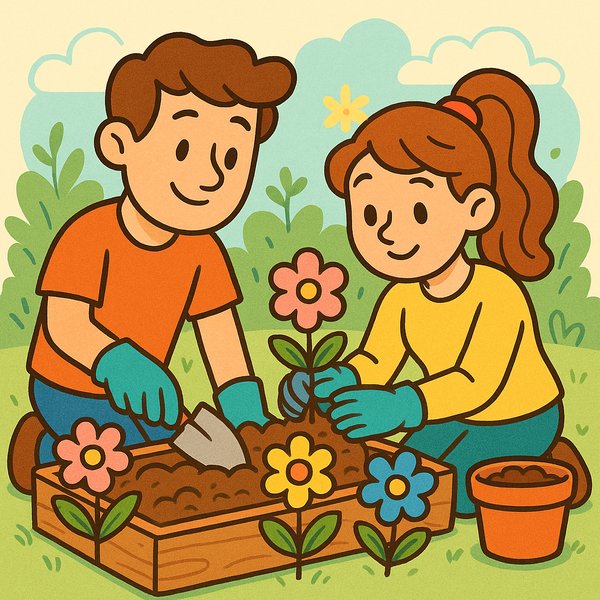 Planting Together: Cartoon Garden Box