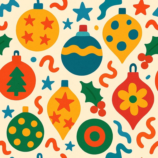 Playful Ornament Parade — Bold Abstract Holiday Pattern