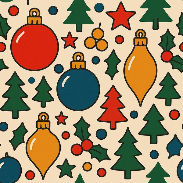 Puzzle-Friendly Christmas Ornaments Seamless Pattern