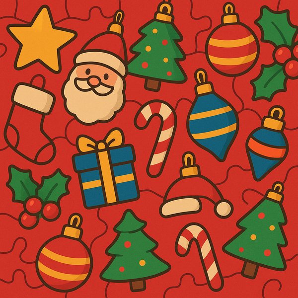 Puzzle-Ready Cartoon Christmas Ornaments Pattern