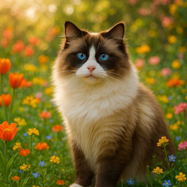 Ragdoll in a Spring Meadow
