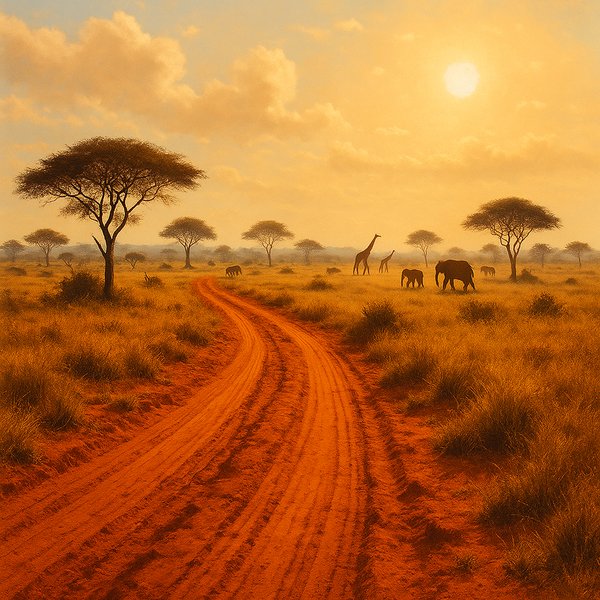 Red Dust Road at Tsavo East — Golden Savanna Silhouettes