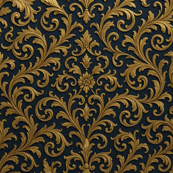 Regal Baroque Gold on Navy — Seamless Ornamental Pattern