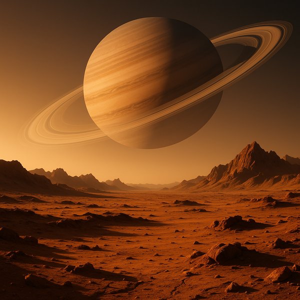 Ringed Giant Over a Rust Desert