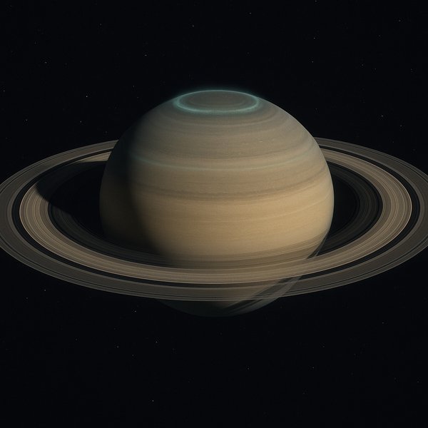 Saturn with Polar Auroras — Scientific Visualization