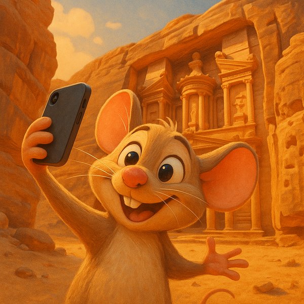 Selfie at Petra: Sunny Mouse Adventure