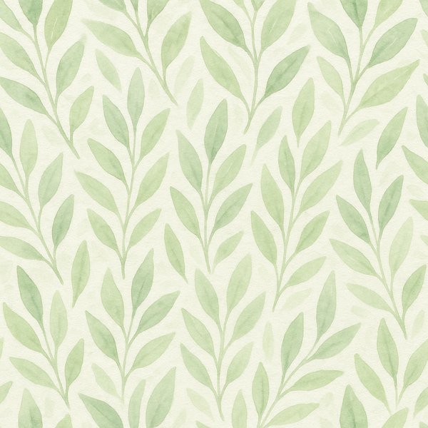Soft Green Watercolor Leaves — Seamless Pattern