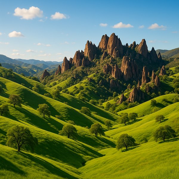 Spring Green Hills and Rocky Spires — Pinnacles National Park