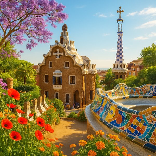 Spring Mosaics at Park Güell, Barcelona