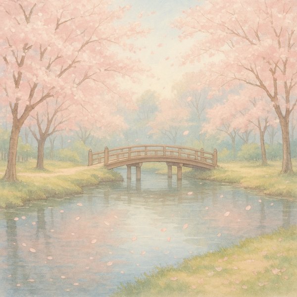 Spring Whisper: Cherry Blossom Bridge