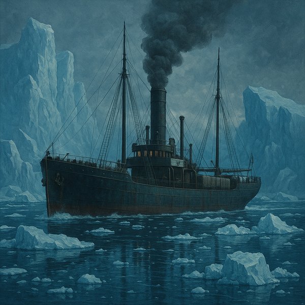 Steam Freighter Among the Ice