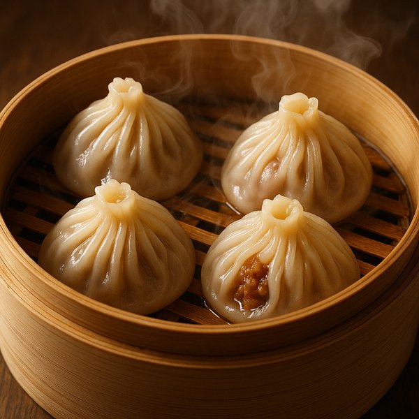 Steaming XiaoLongBao in Bamboo Steamer