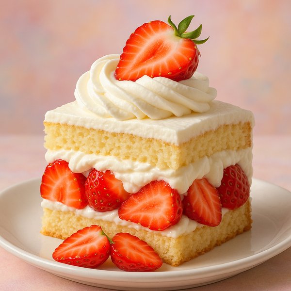 Strawberry Shortcake Square with Whipped Cream