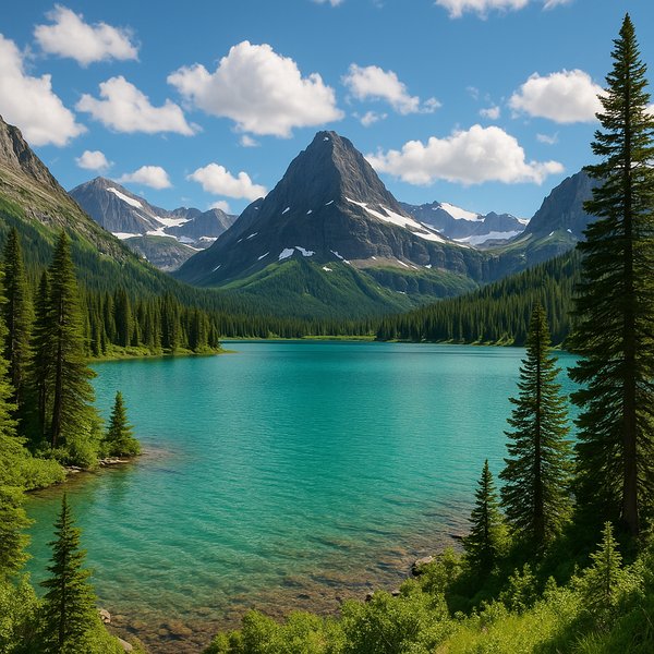 Summer at a Turquoise Alpine Lake, Glacier National Park