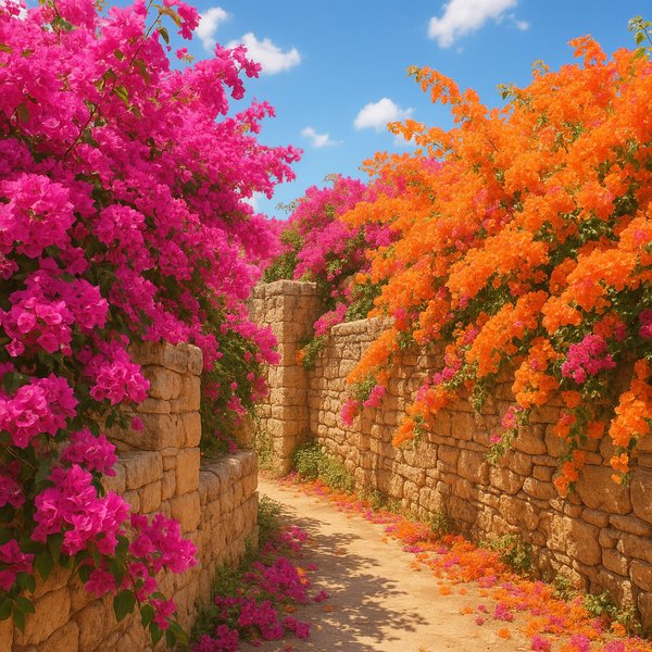 Sunlit Bougainvillea Lane