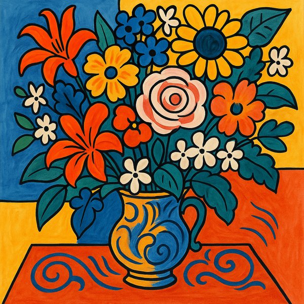 Sunlit Bouquet in Bold Lines