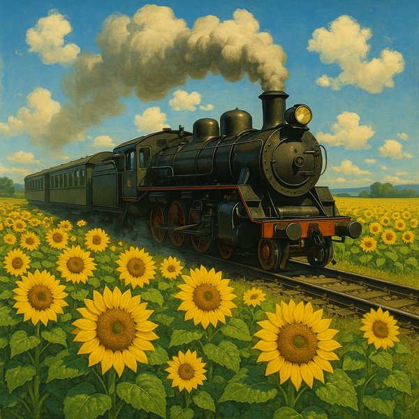 Sunlit Express Through Sunflower Fields
