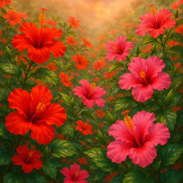 Sunlit Hibiscus Meadow