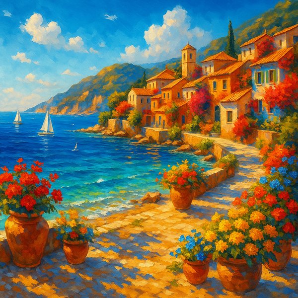 Sunlit Promenade on the Italian Riviera