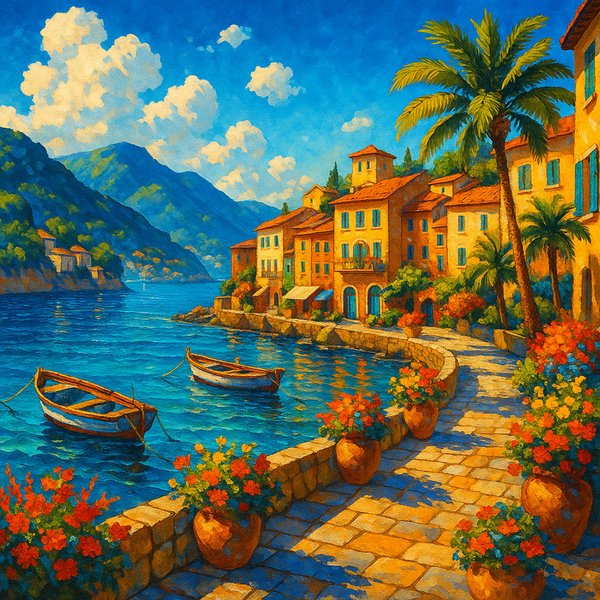 Sunlit Promenade on the Mediterranean