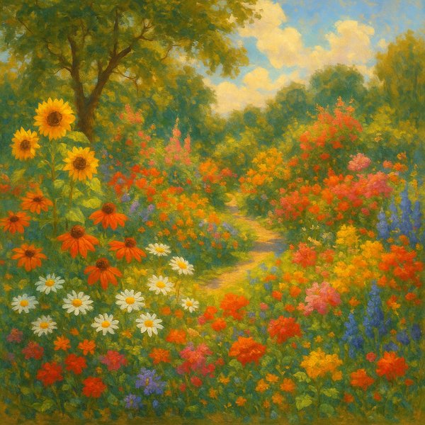 Sunlit Summer Garden Path