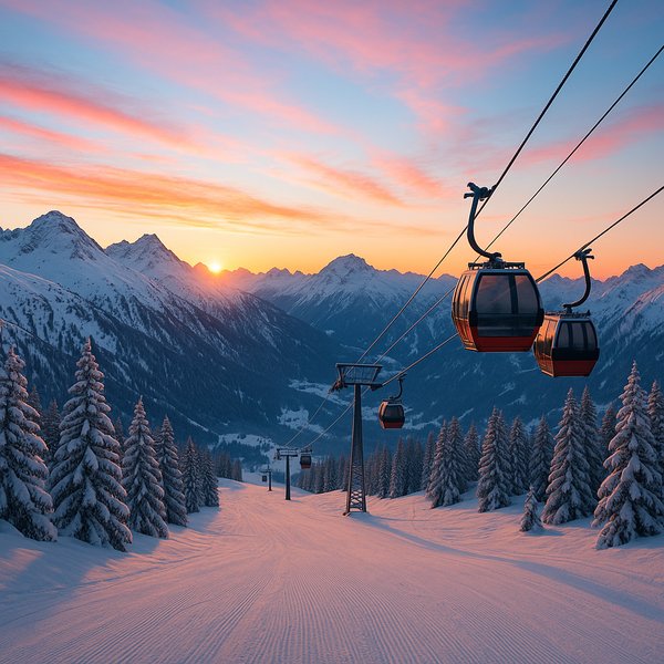Sunrise Over the Alpine Gondolas