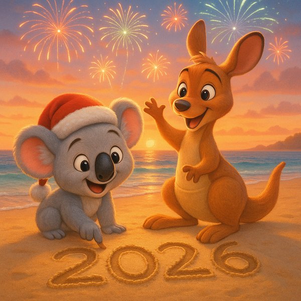 Sunset Cheers: 2026 on the Aussie Beach