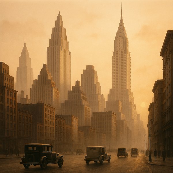 Sunset on 1920s New York