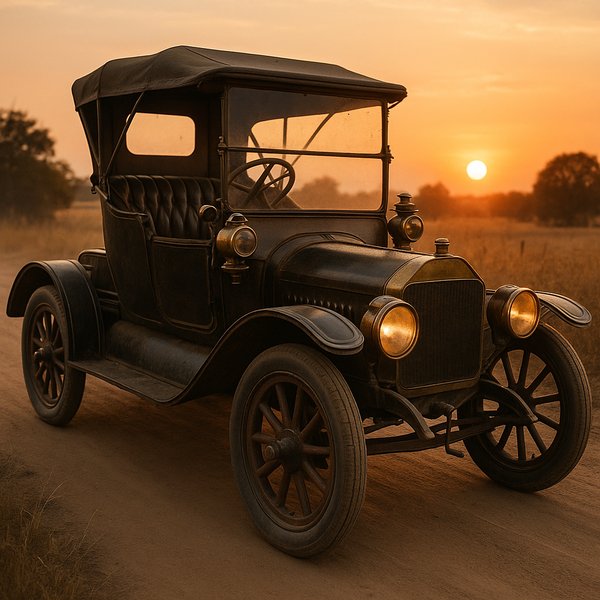 Sunset Run — Brass‑Era Touring Car