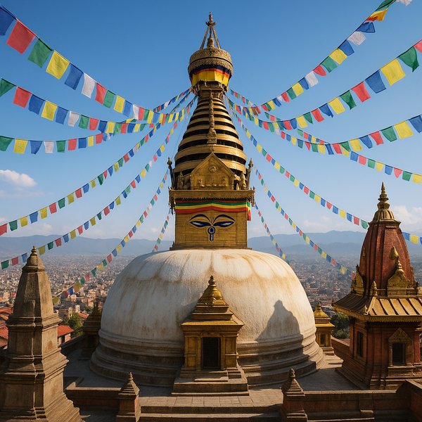 Swayambhunath Stupa Overlooking Kathmandu Valley