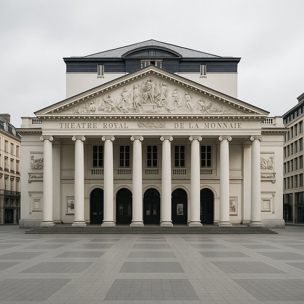 Théâtre Royal de la Monnaie — Classical Façade in Soft Overcast Light