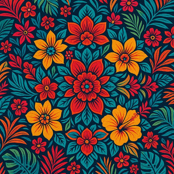 Tropical Floral Mandala — Vibrant Ornamental Pattern