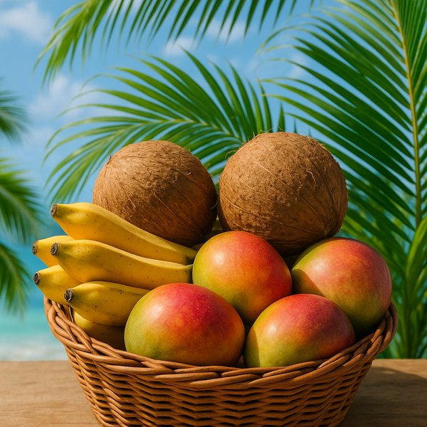 Tropical Fruit Basket by the Shore