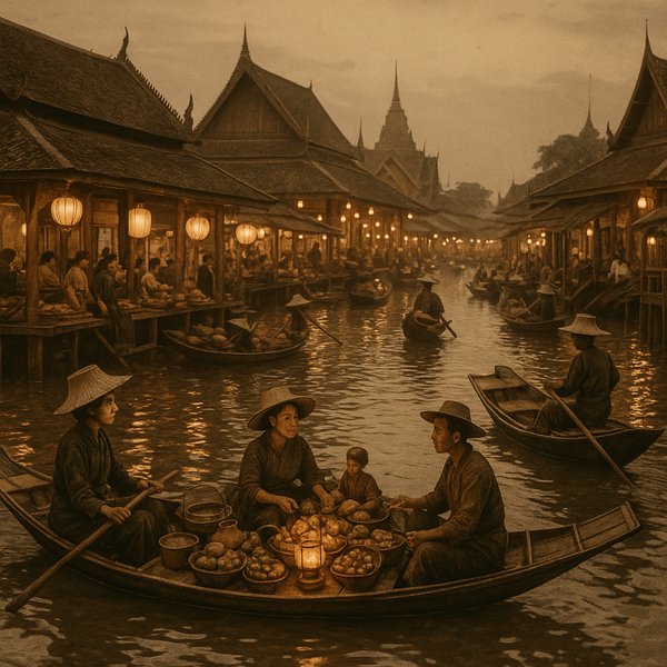 Twilight at the Bangkok Floating Market, c.1930