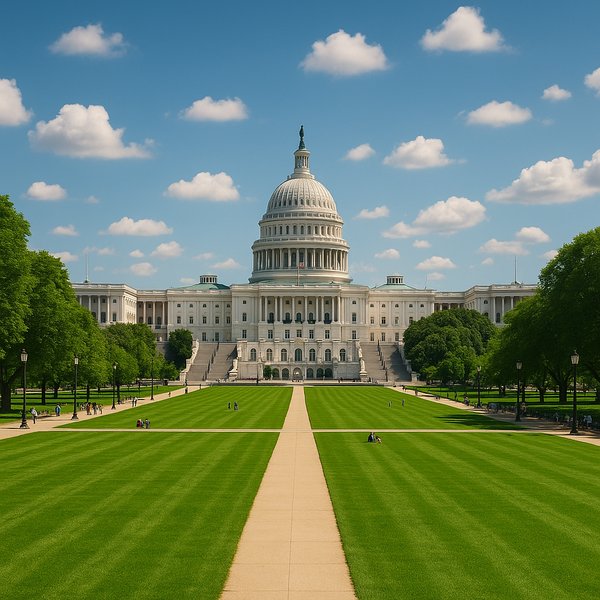 United States Capitol from the National Mall on a Sunny Day