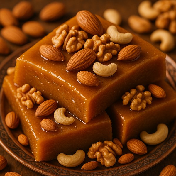 Uzbek-Style Halva Squares with Nuts
