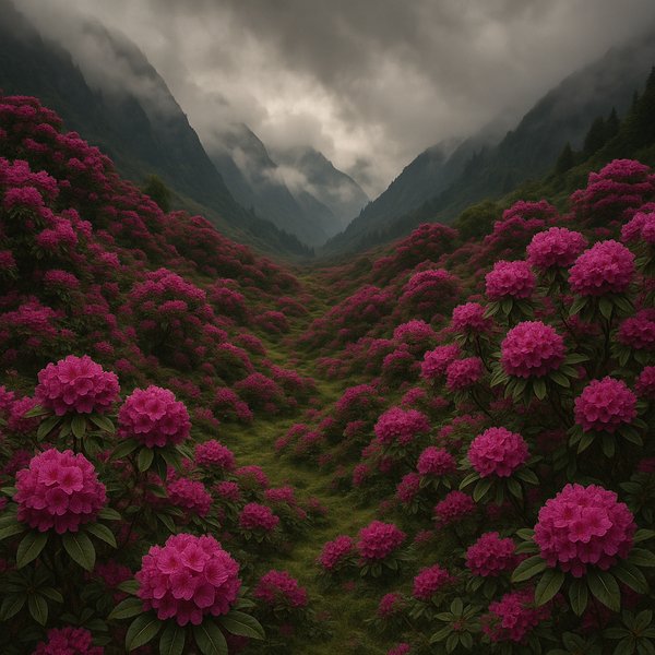 Valley of Magenta Rhododendrons