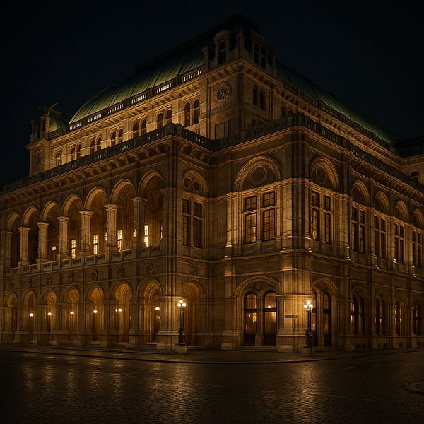 Vienna State Opera at Night — Illuminated Renaissance Facade