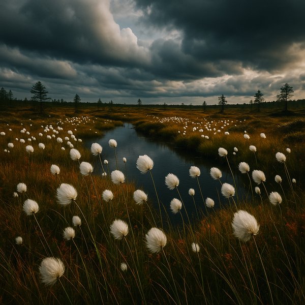 Windborne Cotton: A Bog's Quiet Symphony
