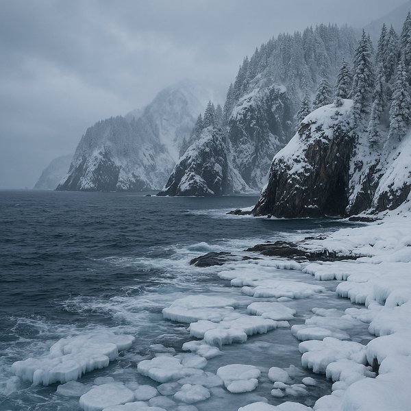 Winter Coastline at Kenai Fjords