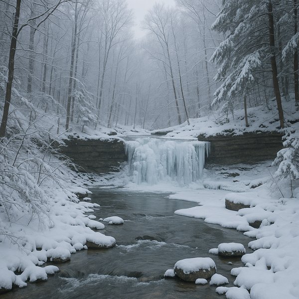 Winter Silence at Cuyahoga Falls