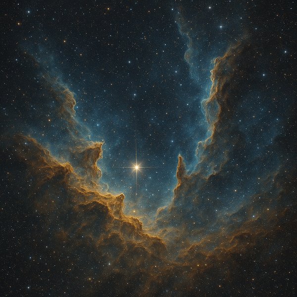 Wizard Nebula — Blue & Gold Star‑Forming Veil