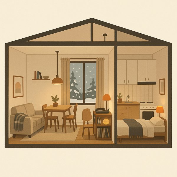 1970s Scandinavian Cutaway Apartment — Cozy Hygge Interior