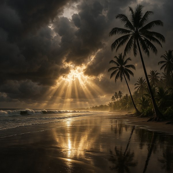After the Tempest: Sunrays Over a Bali Shore